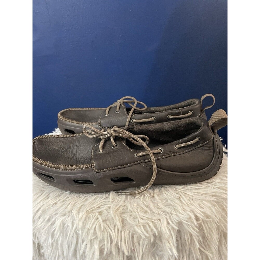 Crocs Mens Top Sider Dark Brown, Light Brown Accents  Size 8